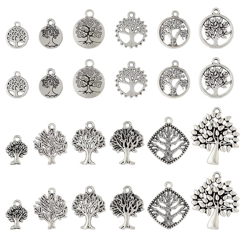 5318 Pandahall 120Pcs Tree of Life Charms Tibetan Style Plants Life Tree